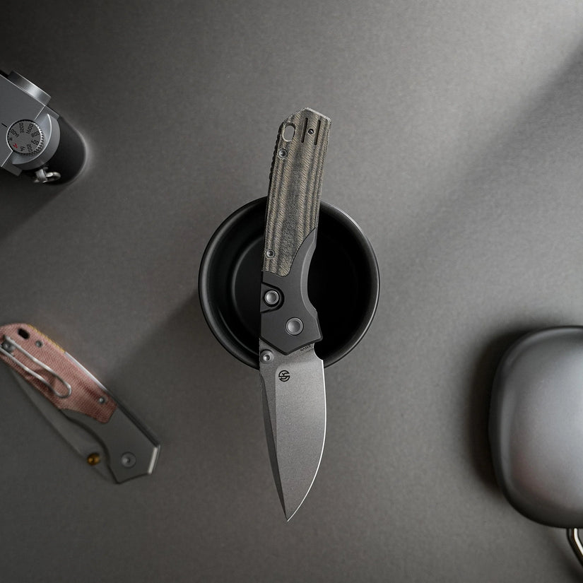 Vosteed Psyop 299 A2220 - 2.99" S35VN Stonewash Blade, Green Micarta & Titanium Handle