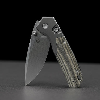 Vosteed Psyop 299 A2220 - 2.99" S35VN Stonewash Blade, Green Micarta & Titanium Handle