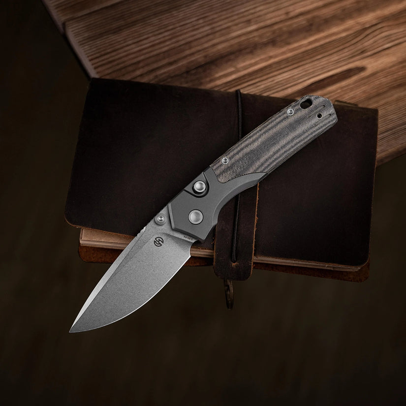 Vosteed Psyop 299 A2220 - 2.99" S35VN Stonewash Blade, Green Micarta & Titanium Handle