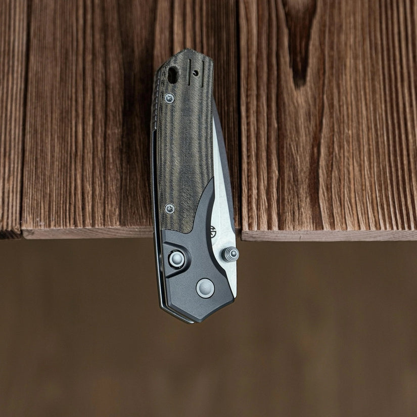 Vosteed Psyop 299 A2220 - 2.99" S35VN Stonewash Blade, Green Micarta & Titanium Handle