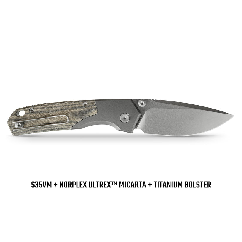 Vosteed Psyop 299 A2220 - 2.99" S35VN Stonewash Blade, Green Micarta & Titanium Handle