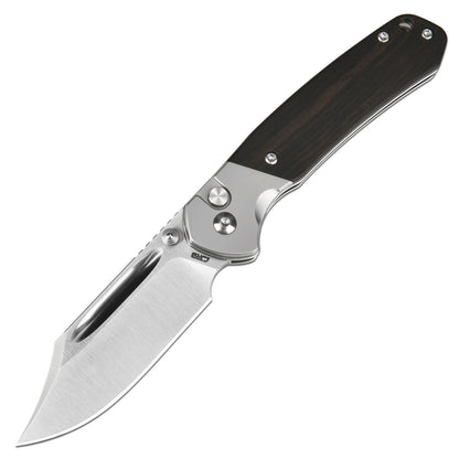 CJRB Pyrite Bowie - 3.15" AR-RPM9 Sand Polished Clip Point Blade, Ebony Wood Handles - J1942EBN