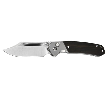 CJRB Pyrite Bowie - 3.15" AR-RPM9 Sand Polished Clip Point Blade, Ebony Wood Handles - J1942EBN