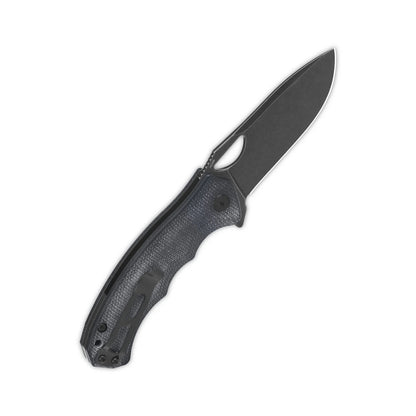 QSP Gorilla - 3.37" 14C28N Black Stonewashed Blade, Black Micarta Handle - QS153-A2