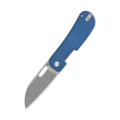 QSP Variant PE - 3" 14C28N Stonewashed Blade, Blue Micarta Handle - QS154-C