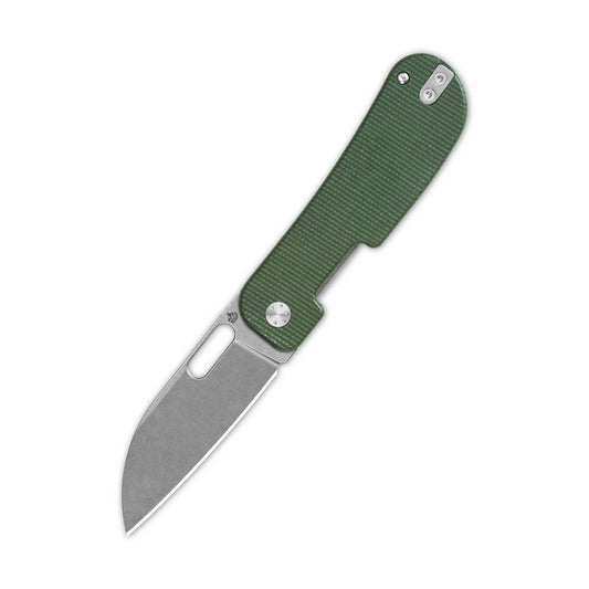 QSP Variant PE - 3" 14C28N Stonewashed Blade, Green Micarta Handle - QS154-D