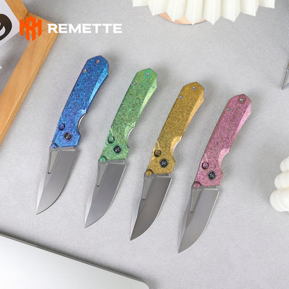 Remette RT-Rhino - 3.07" M390 Blade, Pink Crystallised Titanium Handle