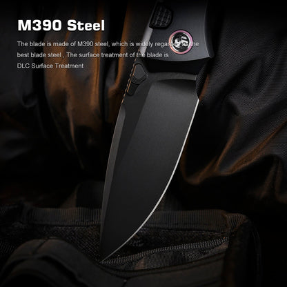 Remette RT-Steed - 3.07" M390 DLC Blade, Pink Carbon Fibre and Titanium Handle