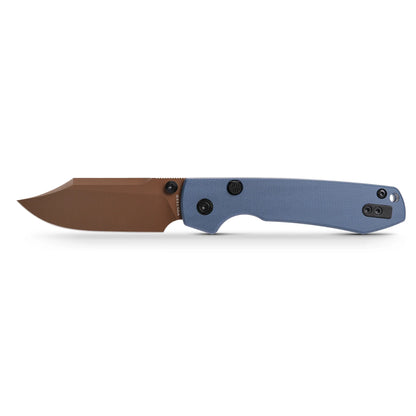 Vosteed Raccoon Bowie Top Liner Lock A2909 - 3.25" 14C28N Copper Dune Blade, Dark Blue G10 Handle