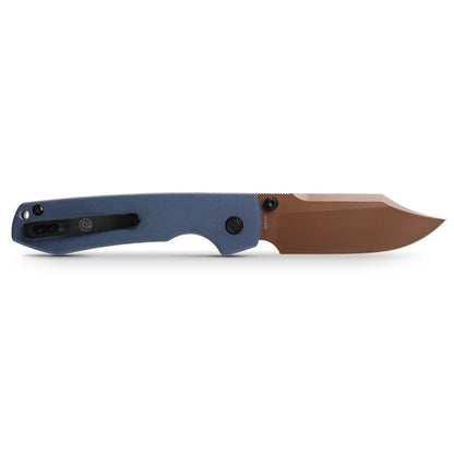 Vosteed Raccoon Bowie Top Liner Lock A2909 - 3.25" 14C28N Copper Dune Blade, Dark Blue G10 Handle