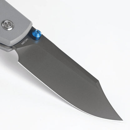 Vosteed Raccoon Bowie Top Liner Lock A2918 - 3.25" 14C28N Destroyer Grey Blade, Grey G10 Handle