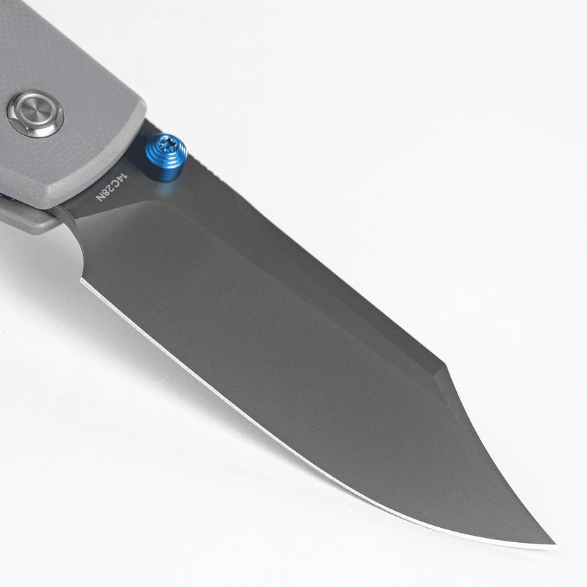 Vosteed Raccoon Bowie Top Liner Lock A2918 - 3.25" 14C28N Destroyer Grey Blade, Grey G10 Handle