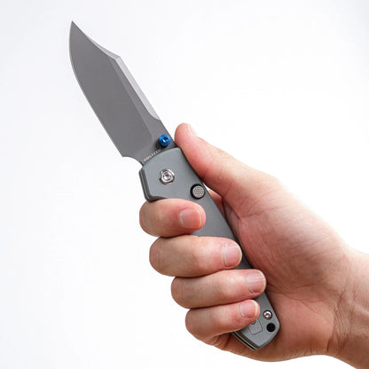 Vosteed Raccoon Bowie Top Liner Lock A2918 - 3.25" 14C28N Destroyer Grey Blade, Grey G10 Handle