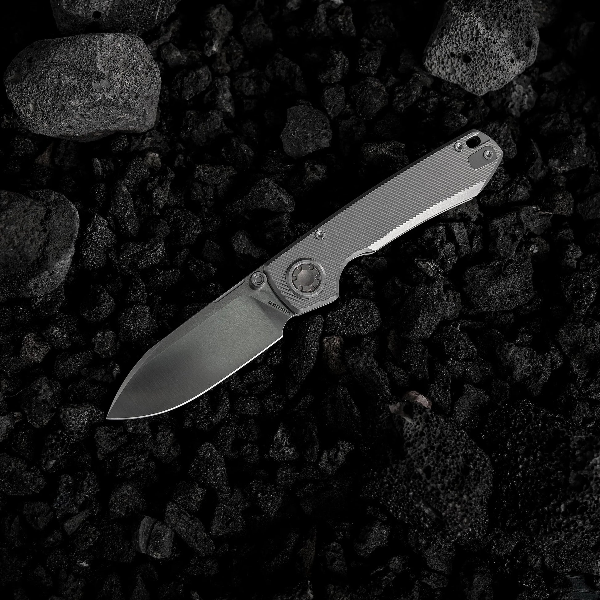 Vosteed Raccoon V Vanchor Lock A4003 - 3.22" M390 Satin Blade, Titanium Handle