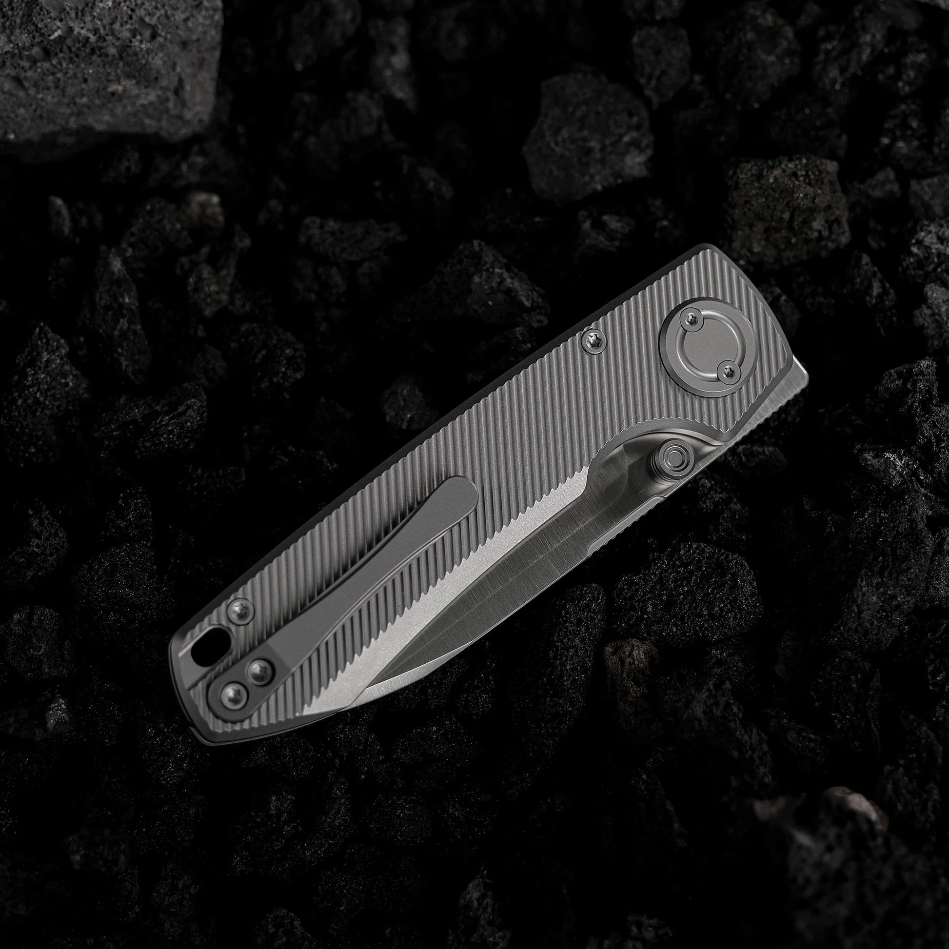 Vosteed Raccoon V Vanchor Lock A4003 - 3.22" M390 Satin Blade, Titanium Handle