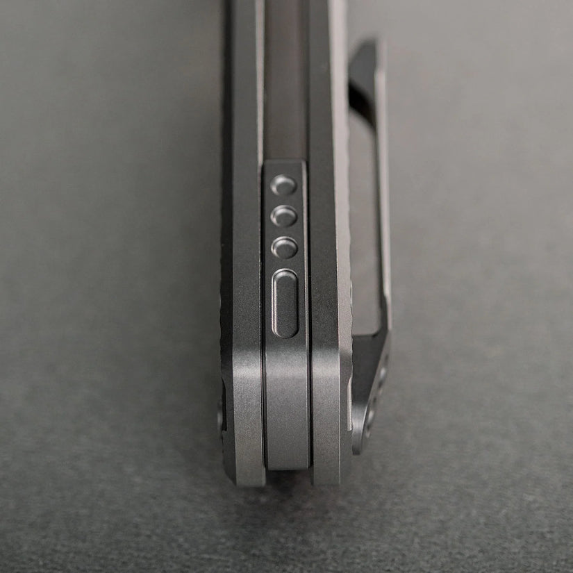 Vosteed Raccoon V Vanchor Lock A4001 - 3.22" M390 Stonewash Blade, Titanium Handle