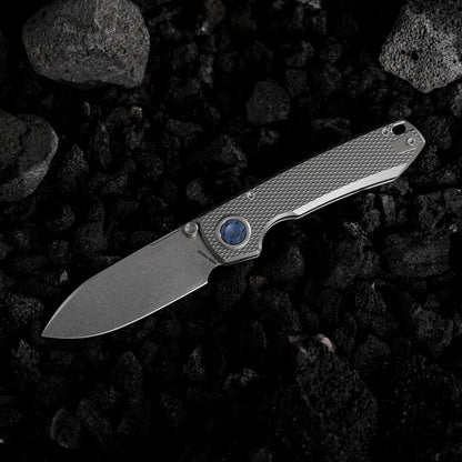 Vosteed Raccoon V Vanchor Lock A4001 - 3.22" M390 Stonewash Blade, Titanium Handle