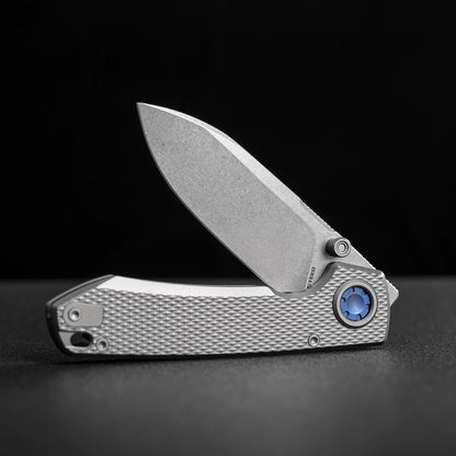 Vosteed Raccoon V Vanchor Lock A4001 - 3.22" M390 Stonewash Blade, Titanium Handle