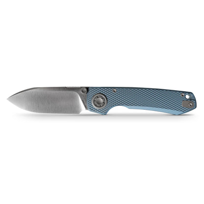Vosteed Raccoon V Vanchor Lock A4002 - 3.22" M390 Satin Blade, Blue Titanium Handle