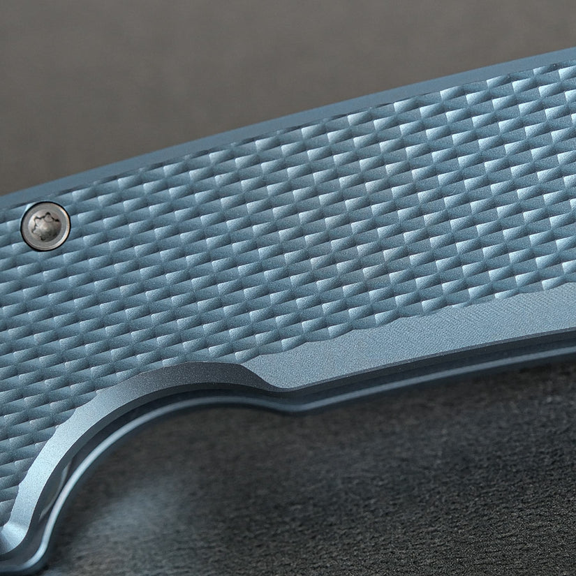 Vosteed Raccoon V Vanchor Lock A4002 - 3.22" M390 Satin Blade, Blue Titanium Handle
