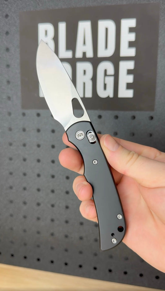 Miguron Moyarl Crossbar Lock - 3.25" 14C28N Stonewashed Blade, Black Titanium Handle. MGR621ABK