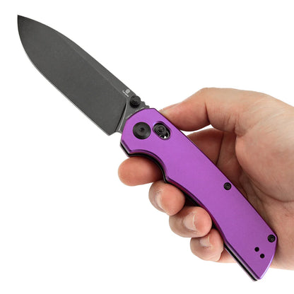 Tenable Kryo T1001V2 - 3.58" 14C28N Blackwash Blade, Purple Aluminium Handle