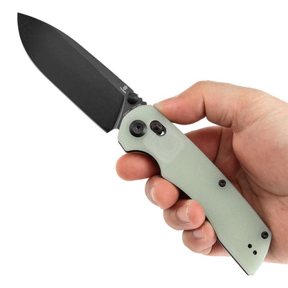 Tenable Kryo T1001V4 - 3.58" 14C28N Blackwash Blade, Jade G10 Handle