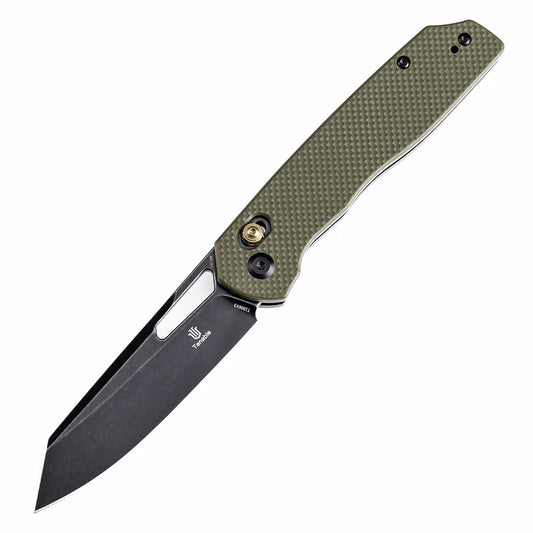 Tenable Shard T1006V3 - 3.47" 14C28N Blackwashed Blade, Olive Green G10 Handle