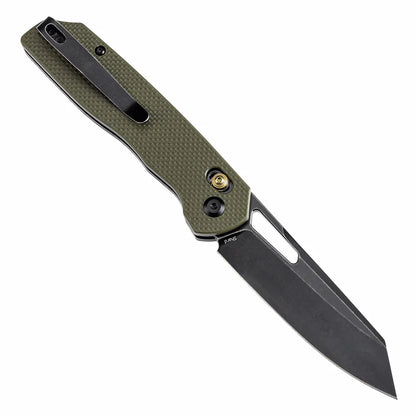 Tenable Shard T1006V3 - 3.47" 14C28N Blackwashed Blade, Olive Green G10 Handle