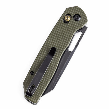 Tenable Shard T1006V3 - 3.47" 14C28N Blackwashed Blade, Olive Green G10 Handle