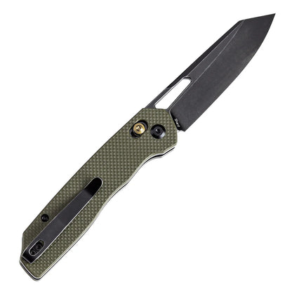 Tenable Shard T1006V3 - 3.47" 14C28N Blackwashed Blade, Olive Green G10 Handle