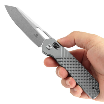 Tenable Shard T1006V4 - 3.47" 14C28N Stonewashed Blade, Grey Aluminium Handle