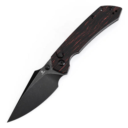 Tenable Fenrir T1034F1 - 3.45" 14C28N Blackwash Blade, Red Gmascus Handle