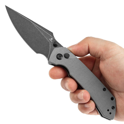 Tenable Fenrir T1034F3 - 3.45" 14C28N Blackwash Blade, Grey G10 Handle