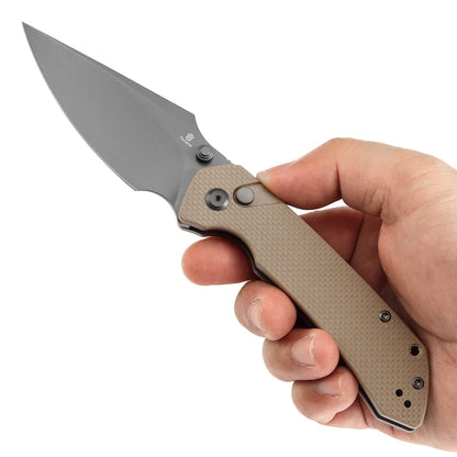 Tenable Fenrir T1034F4 - 3.45" 14C28N Grey Blade, Sand G10 Handle