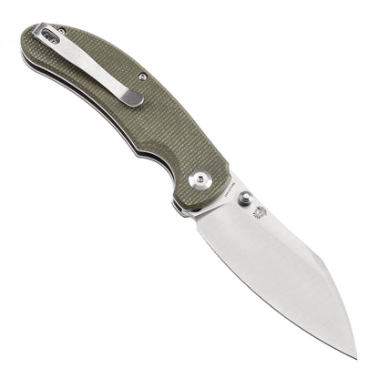 Tenable Nesstreet - 3.58" 14C28N Satin Blade, Green Micarta Handle - T1039F4