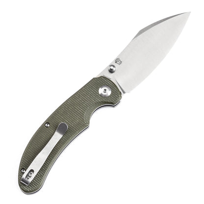 Tenable Nesstreet - 3.58" 14C28N Satin Blade, Green Micarta Handle - T1039F4