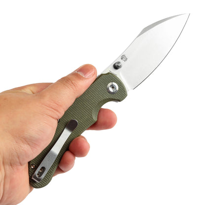 Tenable Nesstreet - 3.58" 14C28N Satin Blade, Green Micarta Handle - T1039F4