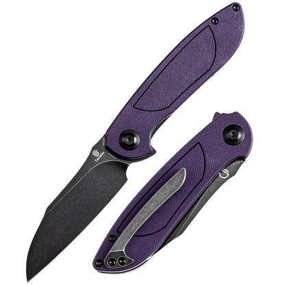 Tenable Prometheus - 3.29" 14C28N Blackwash Blade, Purple/Black G10 Handle - T1040A4