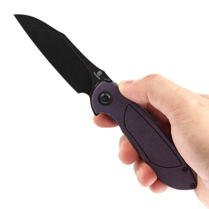 Tenable Prometheus - 3.29" 14C28N Blackwash Blade, Purple/Black G10 Handle - T1040A4