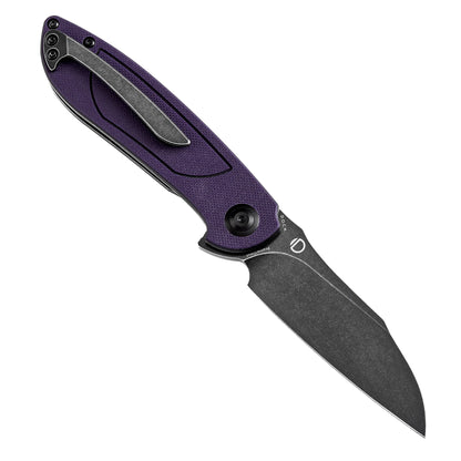 Tenable Prometheus - 3.29" 14C28N Blackwash Blade, Purple/Black G10 Handle - T1040A4