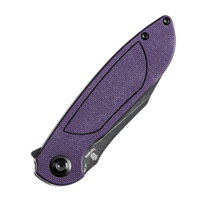 Tenable Prometheus - 3.29" 14C28N Blackwash Blade, Purple/Black G10 Handle - T1040A4