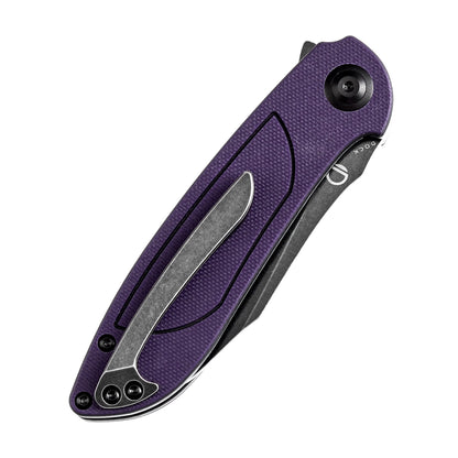 Tenable Prometheus - 3.29" 14C28N Blackwash Blade, Purple/Black G10 Handle - T1040A4