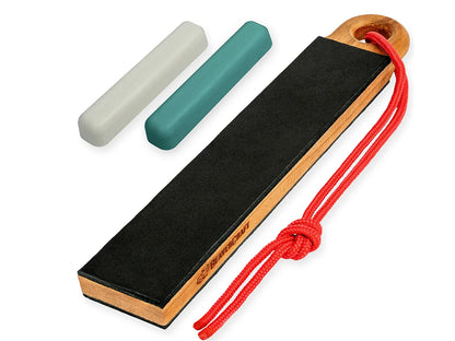 BeaverCraft LS9P2 - Pocket Dual-Sided Leather Paddle Strop & 2 Polishing Compounds