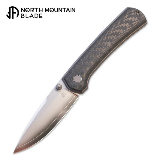 North Mountain Blade Ultra Carbon Fibre - 3" SLD-Magic Steel Drop Point Blade, 3K Carbon Fibre Handle