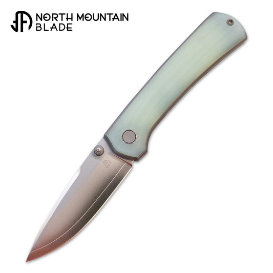 North Mountain Blade Ultra G10 - 3" SLD-Magic Steel Drop Point Blade, Jade G10 Handle