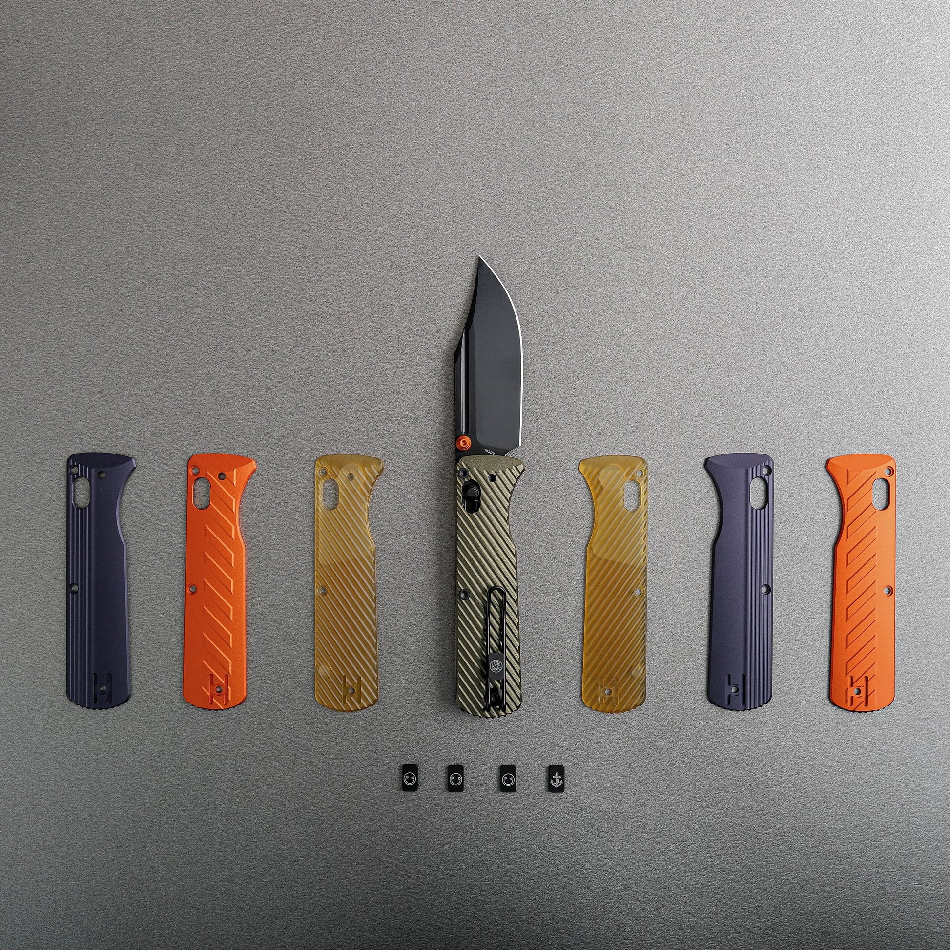 Vosteed Vombat A4102 - 2.92" M390 Black Stonewash Bowie Blade, Olive Green Aluminium Handle