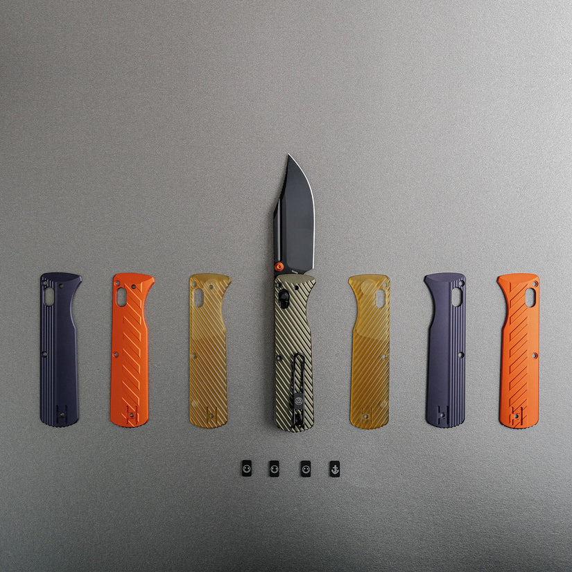 Vosteed Vombat A4102 - 2.92" M390 Black Stonewash Bowie Blade, Olive Green Aluminium Handle
