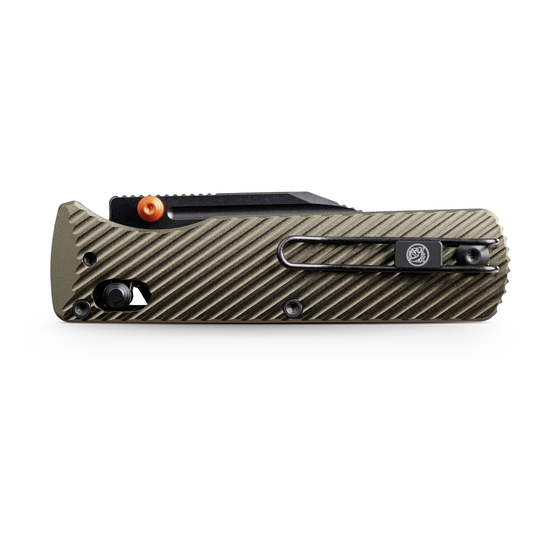 Vosteed Vombat A4102 - 2.92" M390 Black Stonewash Bowie Blade, Olive Green Aluminium Handle