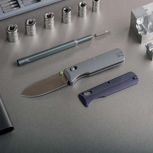 Vosteed Vombat A4104 - 2.92" M390 Satin Zulu Blade, Grey Aluminium Handle